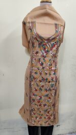 Cotton Kantha Stitch Long Kurti Material – Sand Beige Paisley Cascade - Image 2