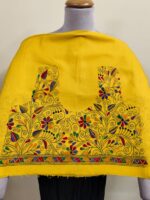 Yellow Cotton Kantha Stitch Blouse Material - Vine Leaf Design - Image 2