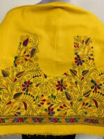Yellow Cotton Kantha Stitch Blouse Material - Vine Leaf Design - Image 3