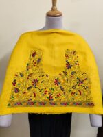 Yellow Cotton Kantha Stitch Blouse Material - Vine Leaf Design