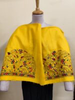 Yellow Cotton Kantha Stitch Blouse Material - Vine Leaf Design - Image 4