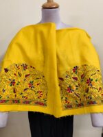 Yellow Cotton Kantha Stitch Blouse Material - Vine Leaf Design - Image 6