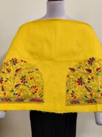 Yellow Cotton Kantha Stitch Blouse Material - Vine Leaf Design - Image 5