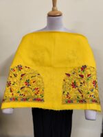 Yellow Cotton Kantha Stitch Blouse Material - Vine Leaf Design - Image 7