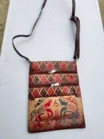 Handcrafted Pure Leather Shoulder Bag – Elephant & Geometric Design - Image 4
