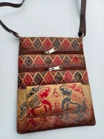 Handcrafted Pure Leather Shoulder Bag – Elephant & Geometric Design - Image 3
