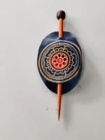 Handcrafted Leather Hair Bun Holder – Floral Mandala Design - Image 2