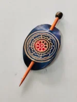Handcrafted Leather Hair Bun Holder – Floral Mandala Design - Image 3