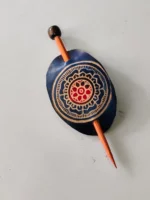 Handcrafted Leather Hair Bun Holder – Floral Mandala Design