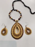 Handcrafted Sikki Grass Jewelry  Set – Teardrop Locket & Earrings