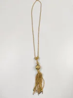 Elegant Gold-Tone Long Necklace with Tassel Pendant