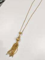 Elegant Gold-Tone Long Necklace with Tassel Pendant - Image 6