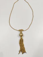 Elegant Gold-Tone Long Necklace with Tassel Pendant - Image 3