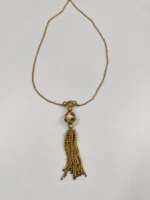 Elegant Gold-Tone Long Necklace with Tassel Pendant - Image 4