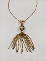 Elegant Gold-Tone Long Necklace with Tassel Pendant - Image 2
