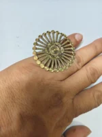Brass Finger Ring – Adjustable Sunburst Floral Design