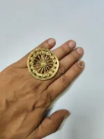 Adjustable Brass Finger Ring – Sunburst Floral Design