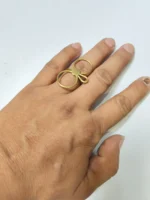 Adjustable Brass Finger Ring – Bow Ribbon Design - Image 2
