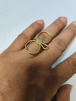 Adjustable Brass Finger Ring – Bow Ribbon Design