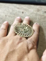 Brass Finger Ring – Adjustable Sunburst Floral Design - Image 5