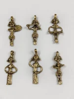 Handcrafted Dokra Brass Tribal Doll Pendant – Traditional Ethnic (6-Piece Set )