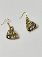 Handcrafted Dokra Brass Cone Lattice Earrings – Traditional Tribal Ethnic Jewelry - Image 3