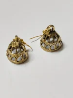 Handcrafted Dokra Brass Cone Lattice Earrings – Traditional Tribal Ethnic Jewelry - Image 4