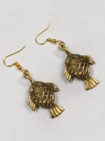 Handcrafted Dokra Brass Fish Motif Earrings – Traditional Tribal Ethnic Jewelry - Image 2