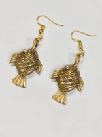 Handcrafted Dokra Brass Fish Motif Earrings – Traditional Tribal Ethnic Jewelry - Image 3