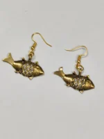 Handcrafted Dokra Brass Fish Motif Earrings – Traditional Tribal Ethnic Jewelry - Image 3