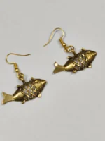 Handcrafted Dokra Brass Fish Motif Earrings – Traditional Tribal Ethnic Jewelry - Image 2