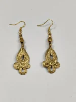 Handcrafted Dokra Brass Teardrop Filigree Earrings – Traditional Tribal Ethnic Jewelry - Image 3