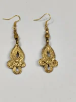 Handcrafted Dokra Brass Teardrop Filigree Earrings – Traditional Tribal Ethnic Jewelry