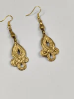 Handcrafted Dokra Brass Teardrop Filigree Earrings – Traditional Tribal Ethnic Jewelry - Image 2