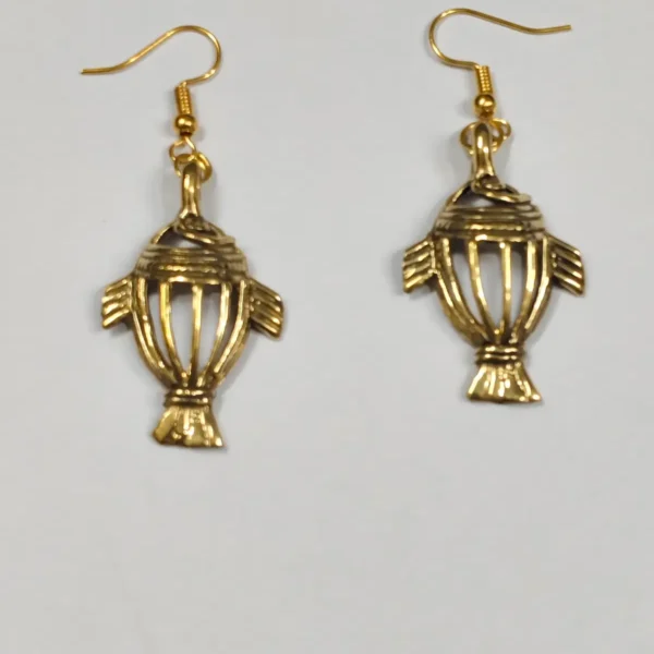 Handcrafted Dokra Brass Fish Motif Earrings – Traditional Tribal Ethnic Jewelry