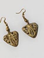 Handcrafted Dokra Brass Filigree Earrings – Traditional Tribal Ethnic Jewelry - Image 2