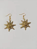 Handcrafted Dokra Brass Sun Design Earrings – Tribal Ethnic Jewelry for Women - Image 2