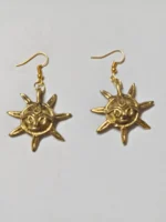 Handcrafted Dokra Brass Sun Design Earrings – Tribal Ethnic Jewelry for Women