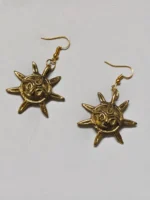 Handcrafted Dokra Brass Sun Design Earrings – Tribal Ethnic Jewelry for Women - Image 3