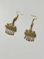 Handcrafted Dokra Brass Tassel Earrings – Traditional Tribal Ethnic Jewelry - Image 3