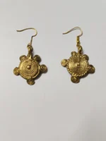 Handcrafted Dokra Brass Round Earrings – Circular Spiral Motif Earrings