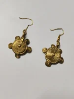 Handcrafted Dokra Brass Round Earrings – Circular Spiral Motif Earrings - Image 3