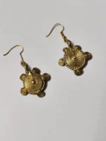 Handcrafted Dokra Brass Round Earrings – Circular Spiral Motif Earrings - Image 2