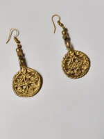 Handcrafted Dokra Brass Round Earrings – Circular Vine Design - Image 4