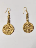 Handcrafted Dokra Brass Round Earrings – Circular Vine Design