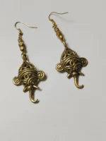 Handcrafted Dokra Brass Earrings – Elephant Motif Design (Pair) - Image 4