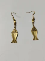 Handcrafted Dokra Brass Earrings – Tribal Fish‑Inspired Motif - Image 3