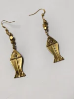 Handcrafted Dokra Brass Earrings – Tribal Fish‑Inspired Motif - Image 2
