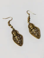 Handcrafted Dokra Brass Earrings – Owl Motif Design (Pair) - Image 3