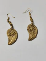 Handcrafted Dokra Brass Earrings – Paisley Leaf Motif - Image 4